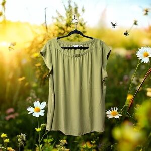 Reitmans The Relaxed Yellow-Green Cap Sleeve Top